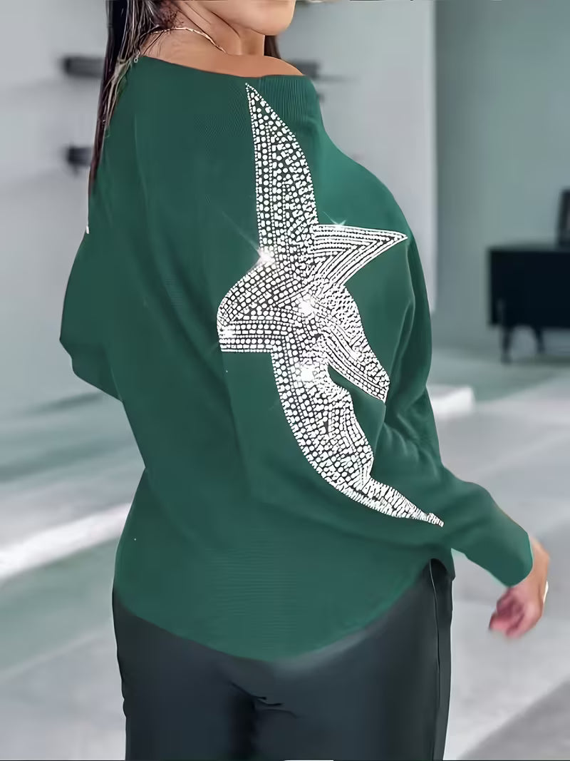 Doralissea - Elegant Long-Sleeved Sweater with Star Print