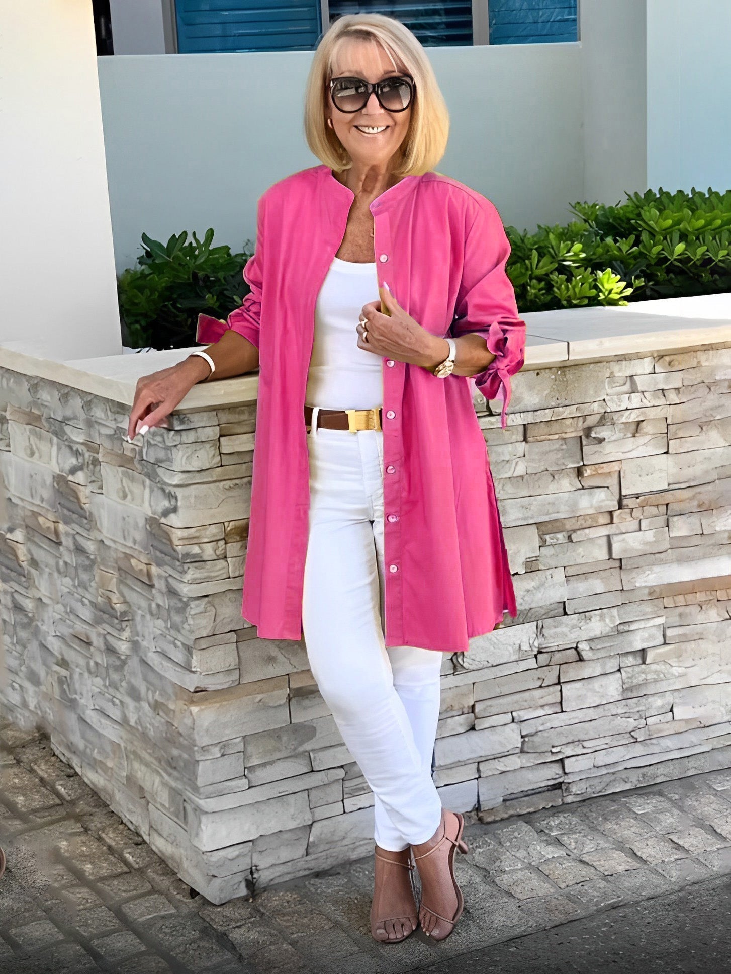 Liora™ - Long Button-Down Cotton Shirt Jacket (Today only: Buy 1, get 1 free!)