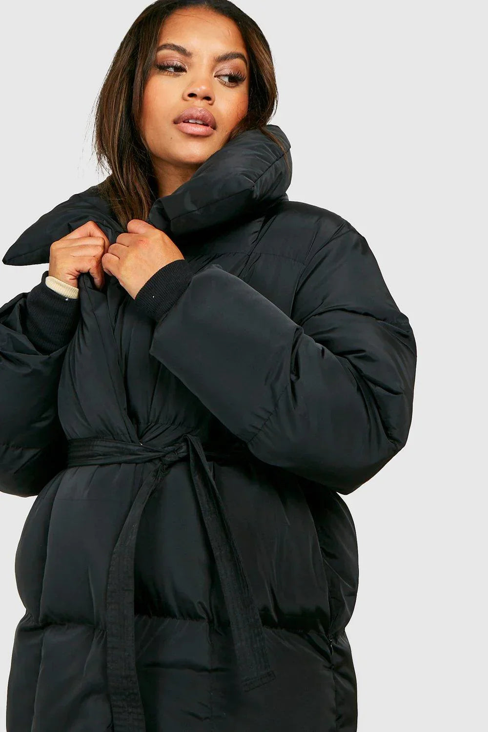 Désirée - Manteau Court Femme Col Montant Taille Cintrée
