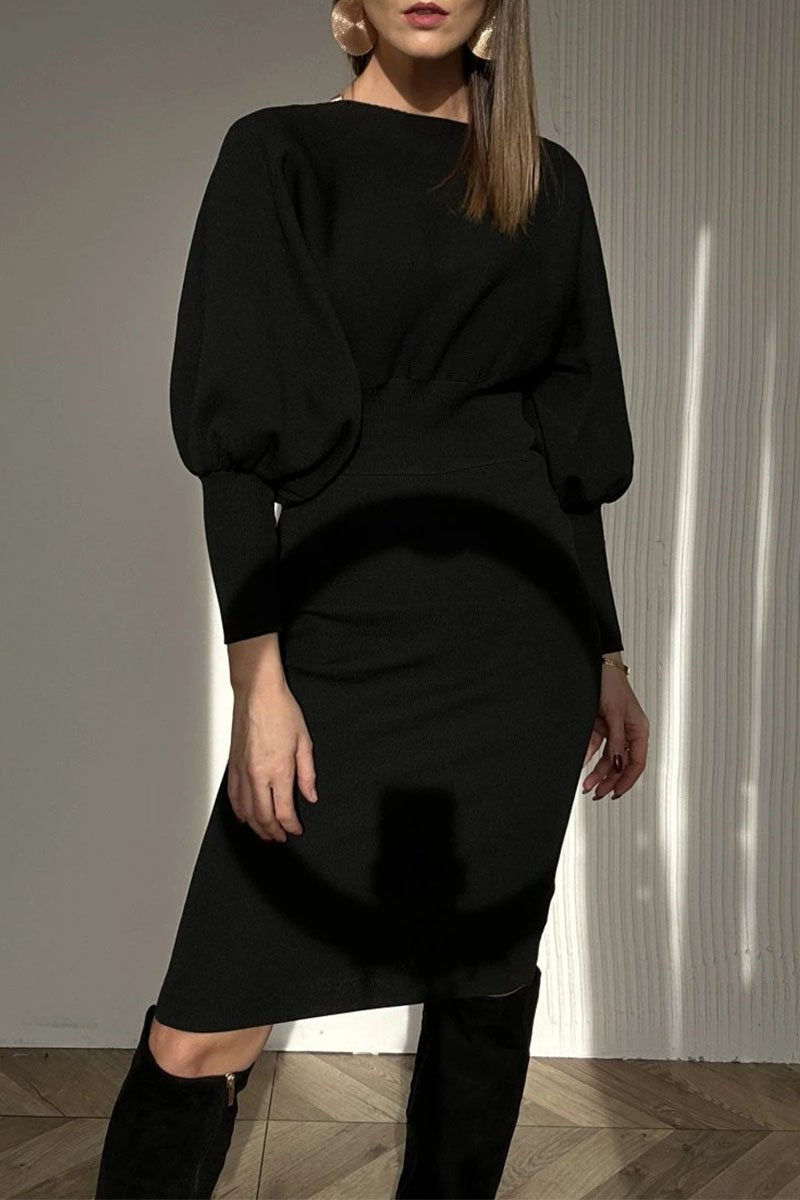 Norelle - Women's patchwork dress with long sleeves and round neck