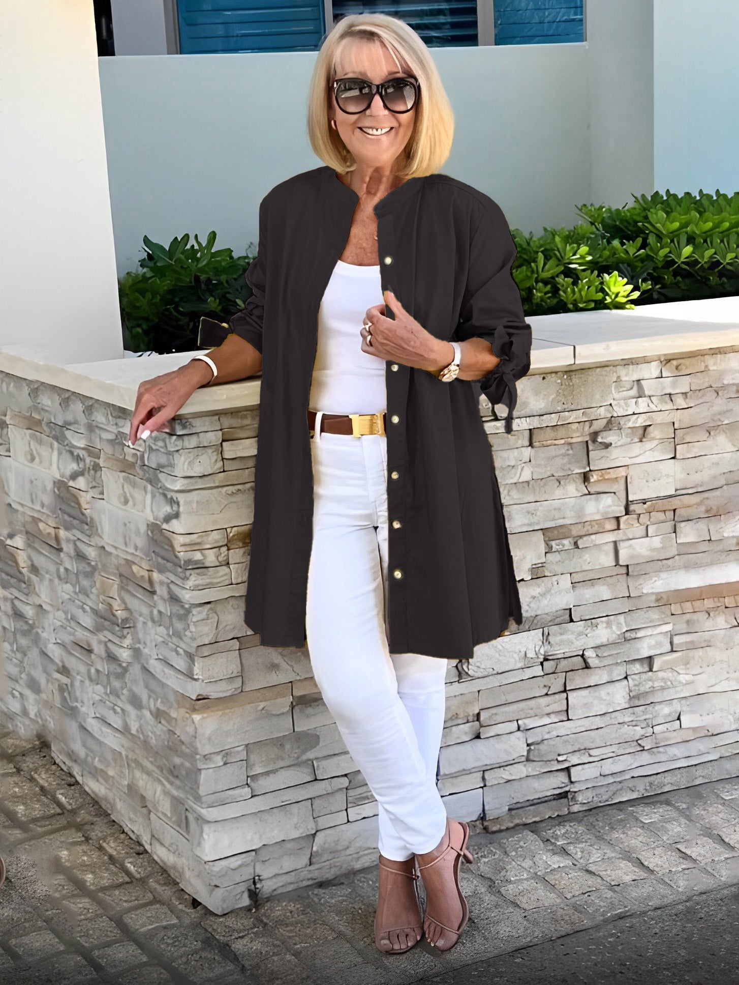 Liora™ - Long Button-Down Cotton Shirt Jacket (Today only: Buy 1, get 1 free!)