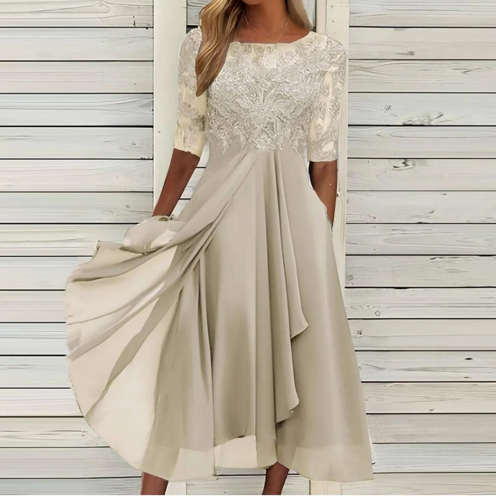 Amya - Robe Élégante en Chiffon Brodé