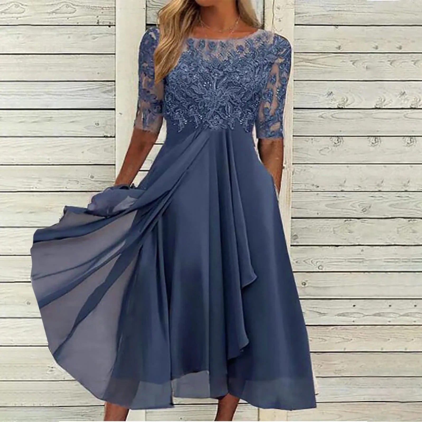 Amya - Robe Élégante en Chiffon Brodé