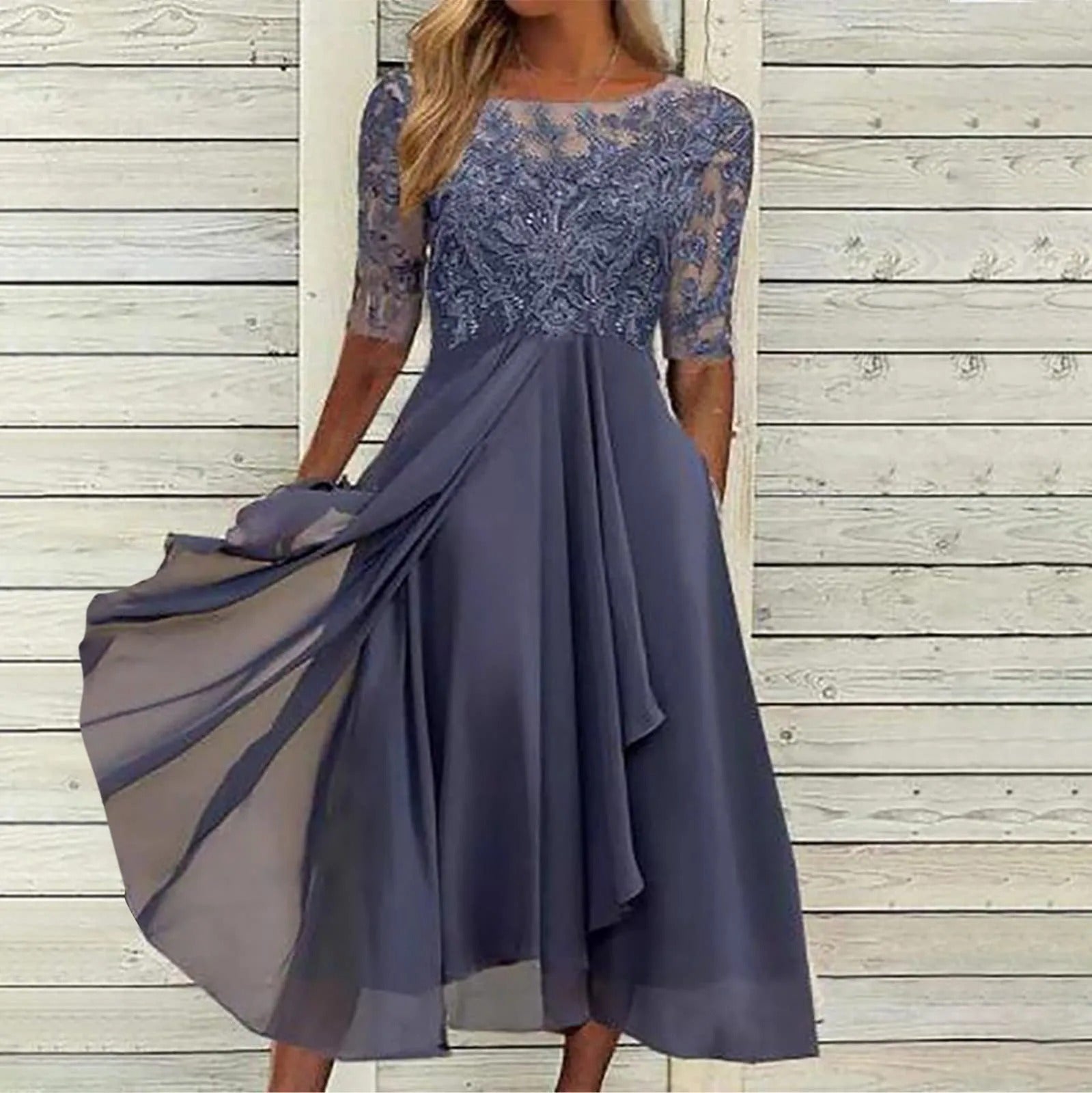 Amya - Robe Élégante en Chiffon Brodé