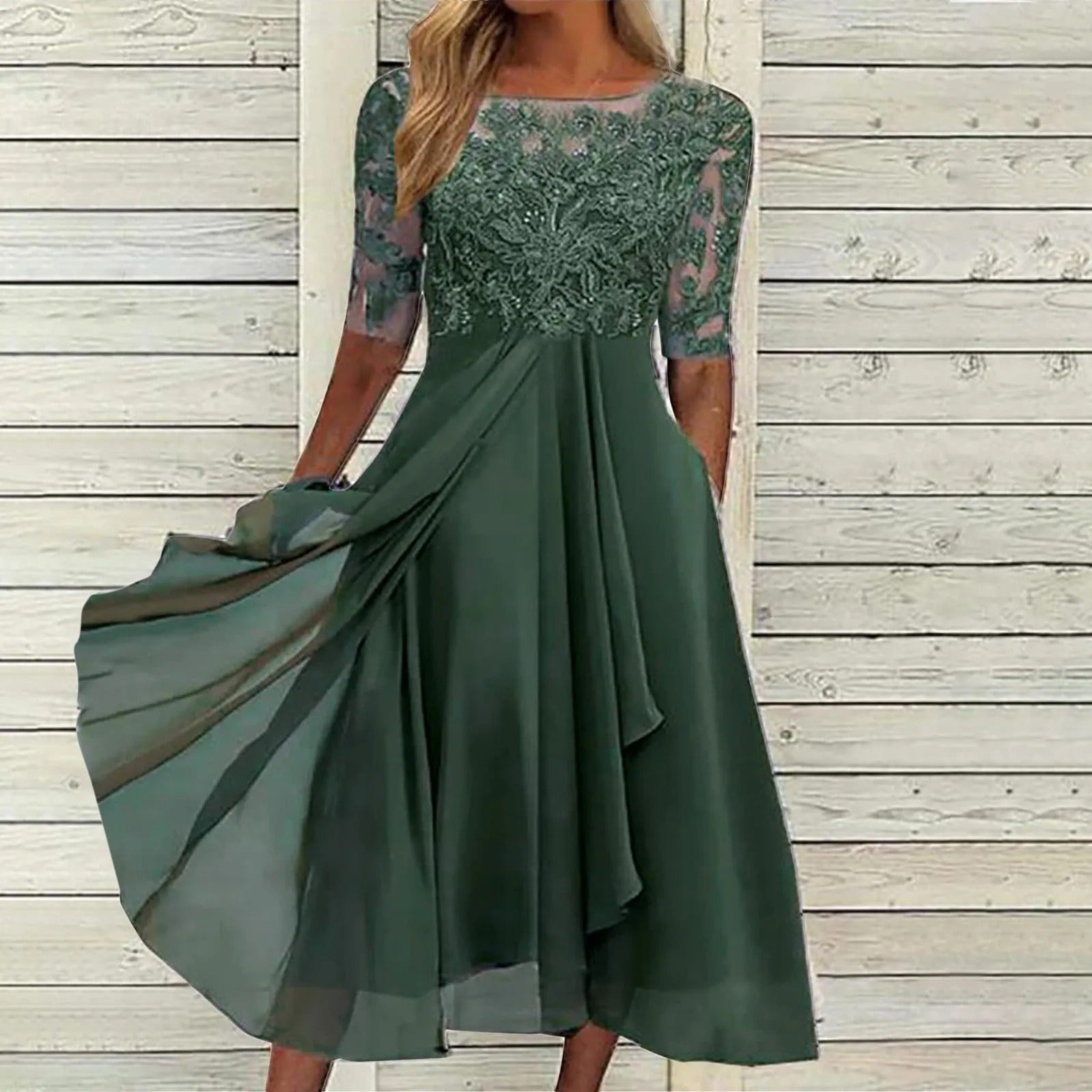 Amya - Robe Élégante en Chiffon Brodé
