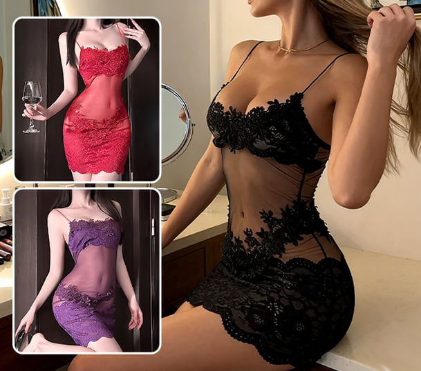 Lirielle - Midnight Lace Illusion Dress