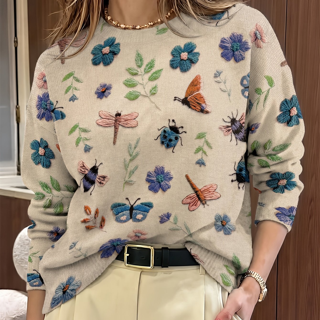 Fiorika - Elegant Nature Embroidered Sweater