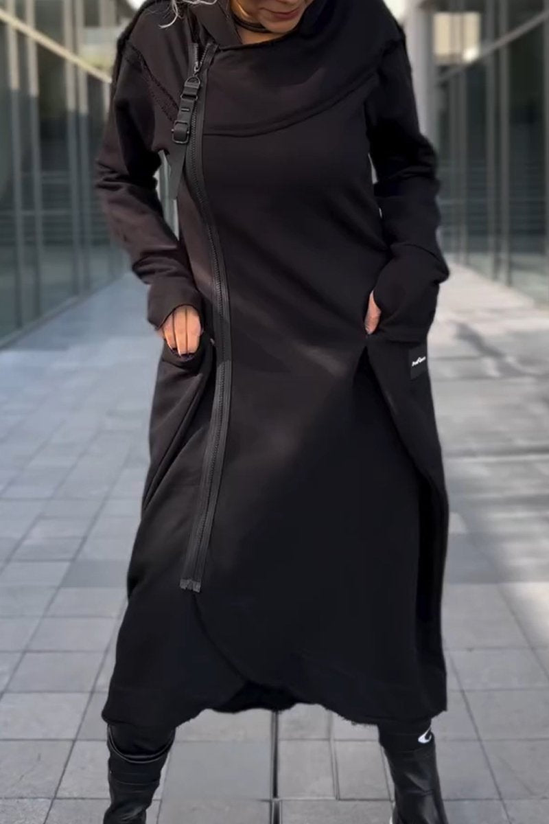 Sylvaya- Robe pull à capuche pour femme avec manches longues