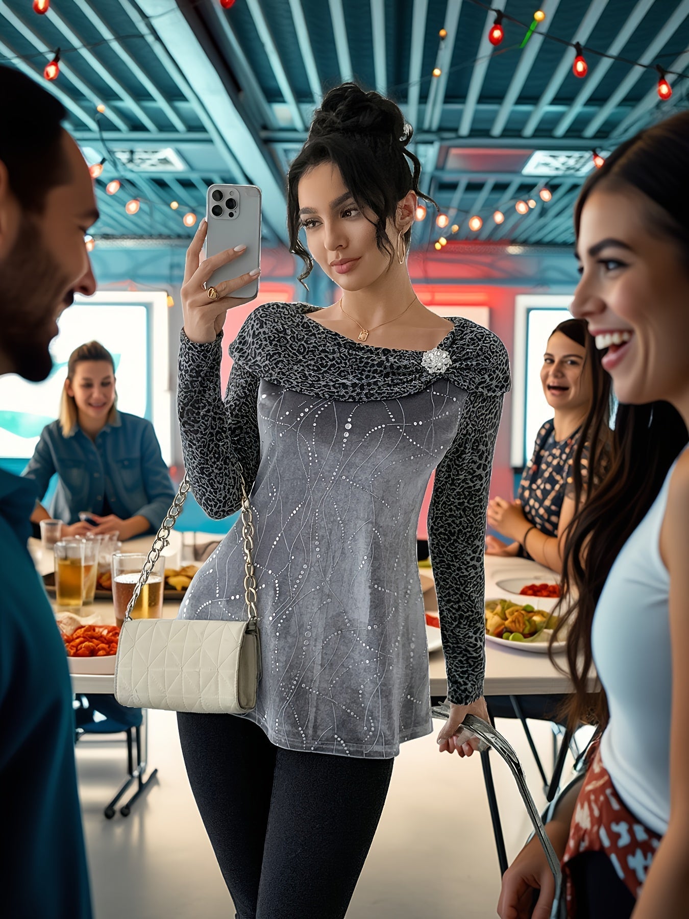 Lunessavine - Elegant Off-Shoulder Blouse with Subtle Details