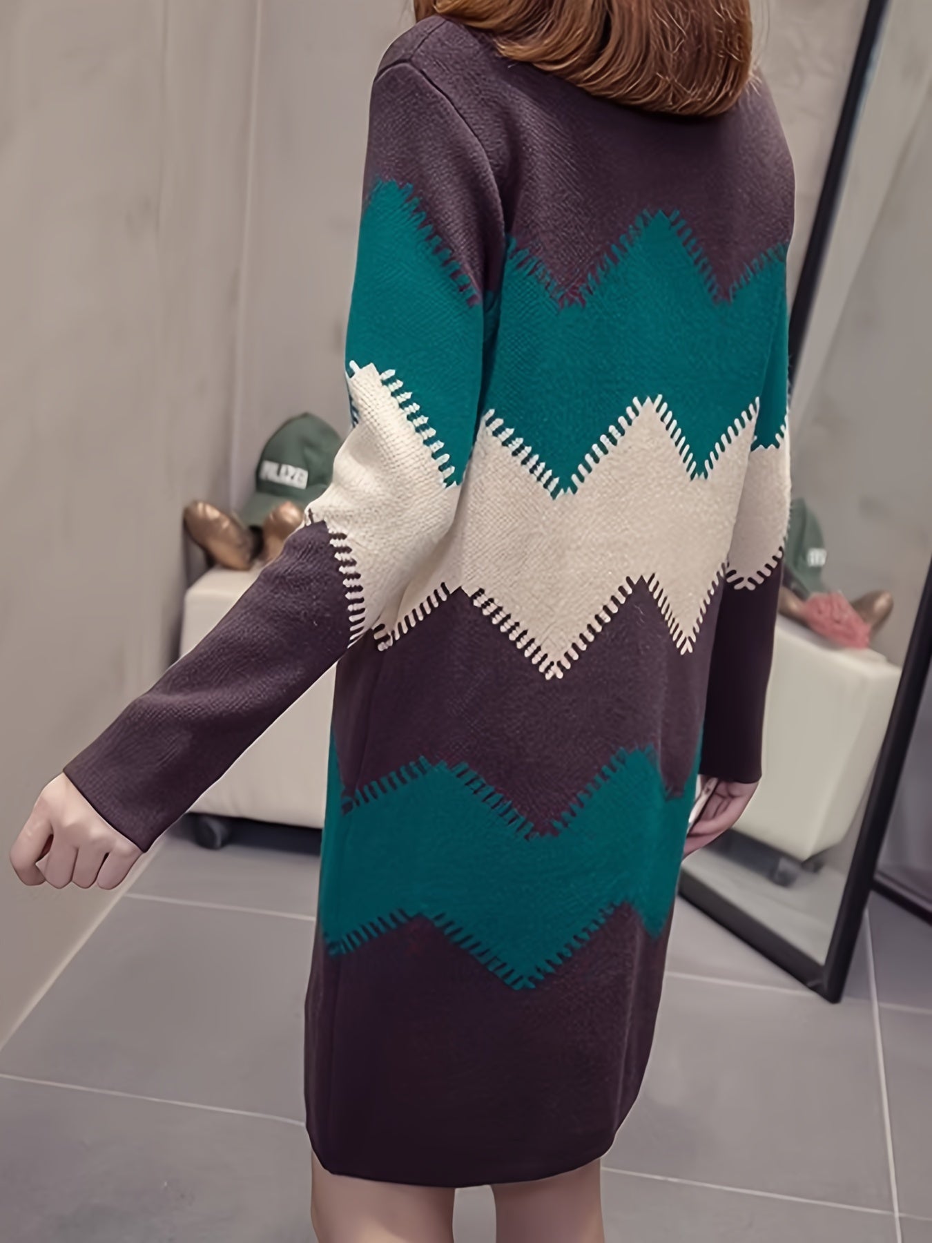 Mirabelle - Robe chandail chic à blocs de couleurs pour femmes