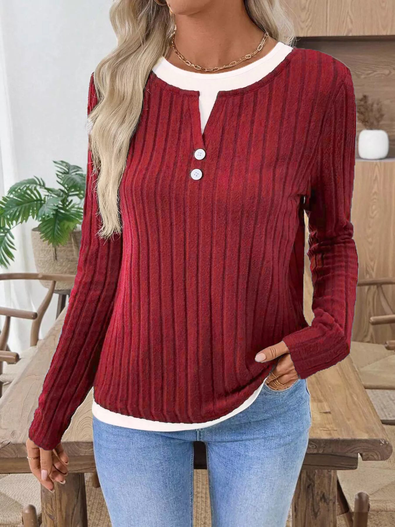 Kalivianne - Long Sleeve Ribbed Winter T-Shirt