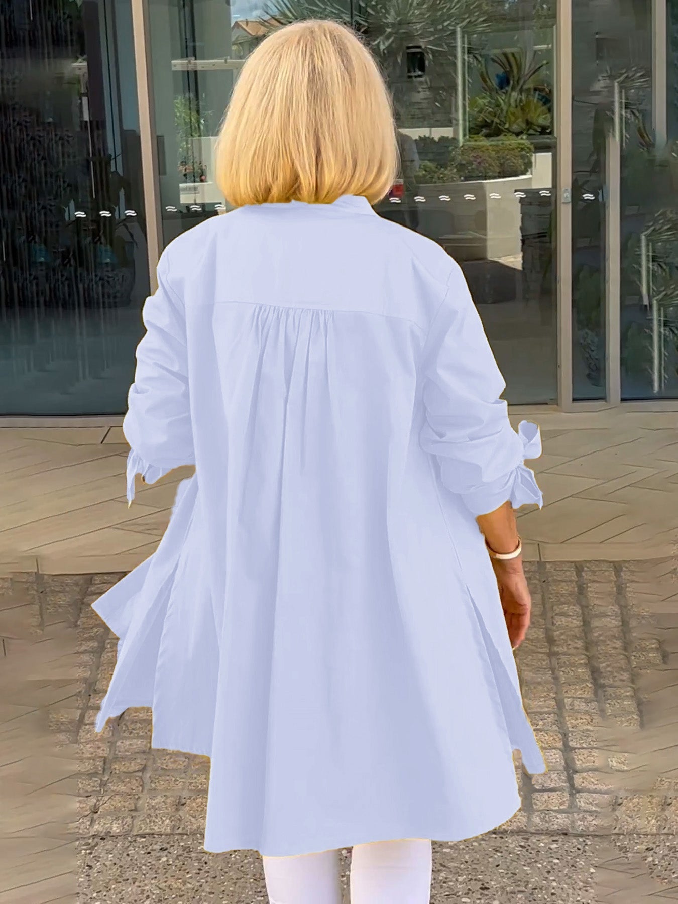 Liora™ - Long Button-Down Cotton Shirt Jacket (Today only: Buy 1, get 1 free!)