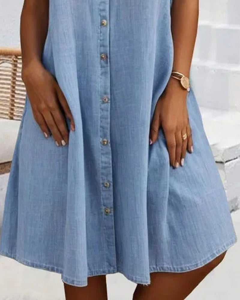 Evelina - Robe Midi à Col Revers et Bouton