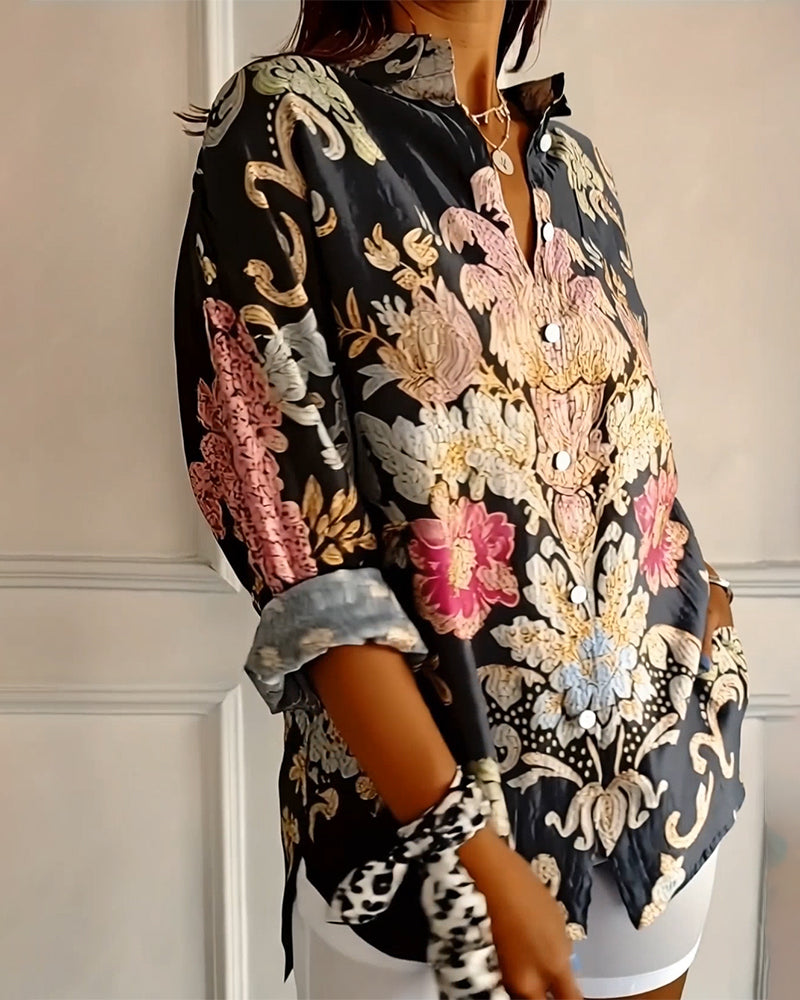 Arelienne - Chemise À Col Boutonnée À Motifs Artistiques