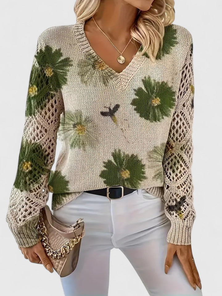 Marisavina - Elegant Vintage Floral Sweater