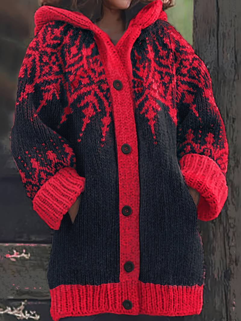 Isaralisse - Oversized Winter Patterned Fabric Coat