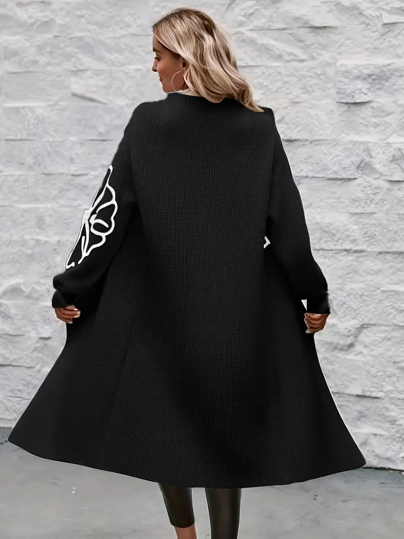 Mirielle - Elegant Floral Drop Shoulder Cardigan