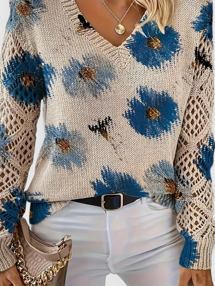 Marisavina - Elegant Vintage Floral Sweater