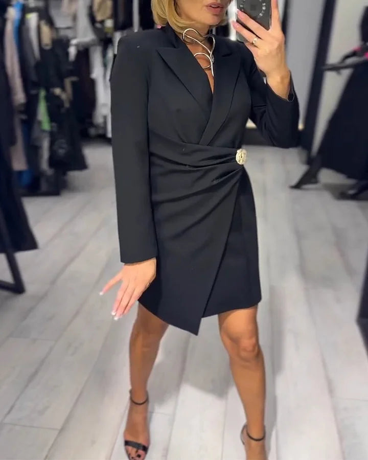 Selinavora - Robe Ajustée à Col de Costume