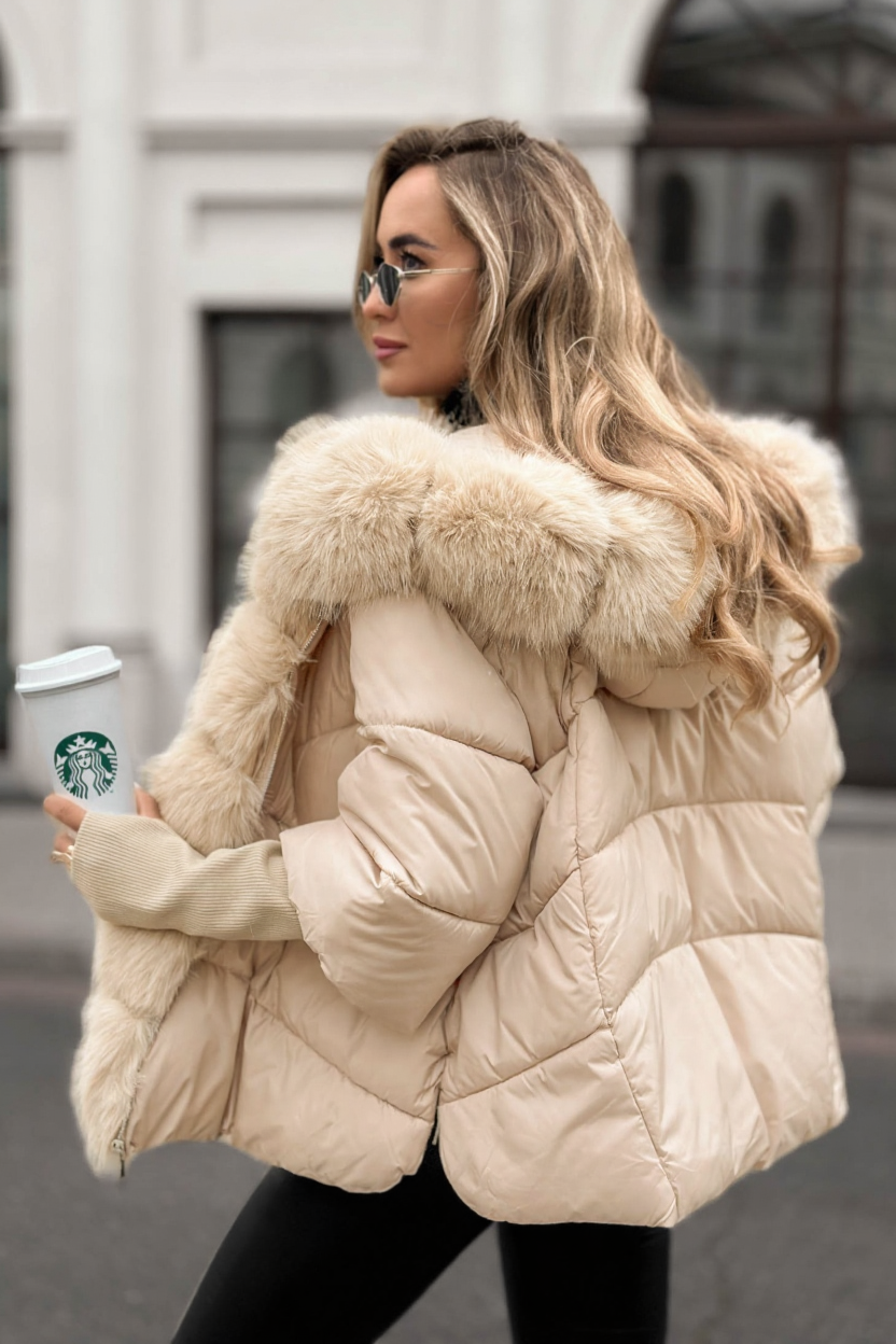 Doralivra - Manteau Puffer Avec Fausse Fourrure