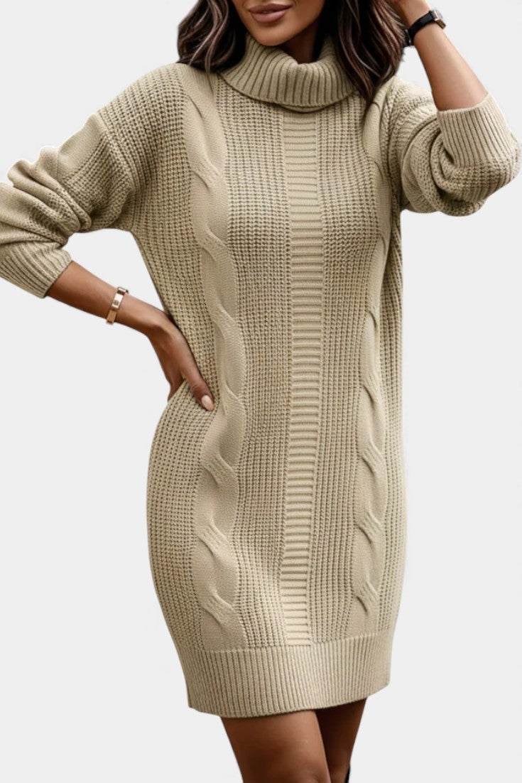 Elinora - Cozy Knit Turtleneck Sweater Dress