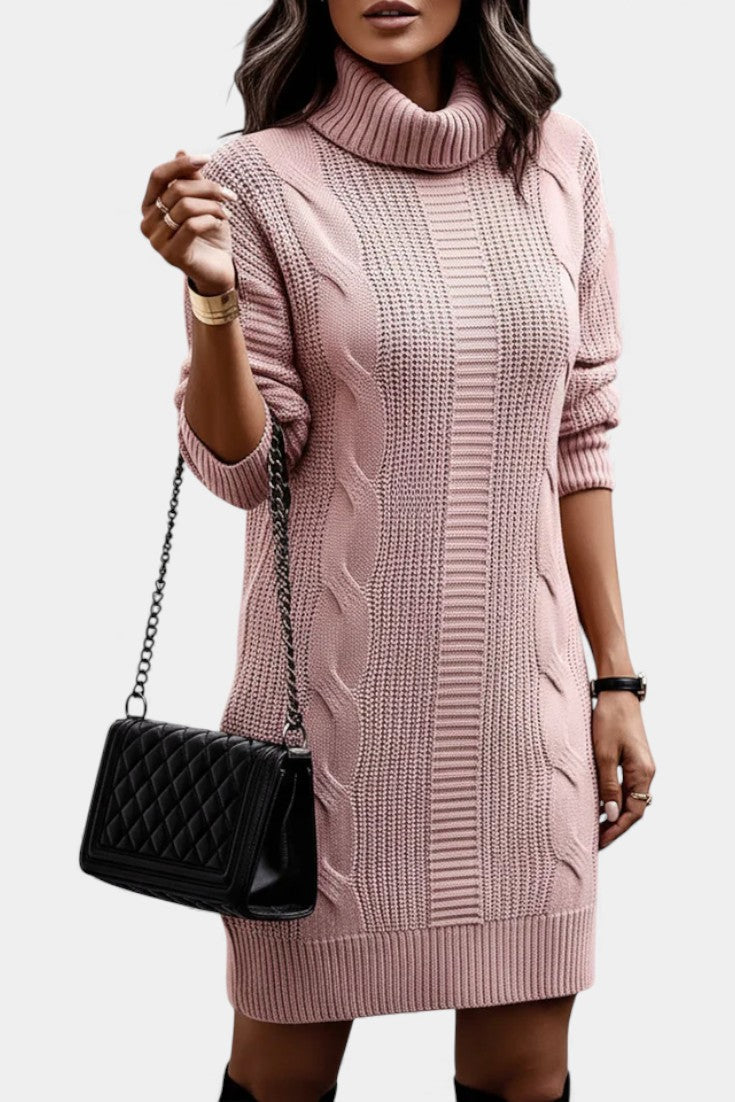 Elinora - Cozy Knit Turtleneck Sweater Dress