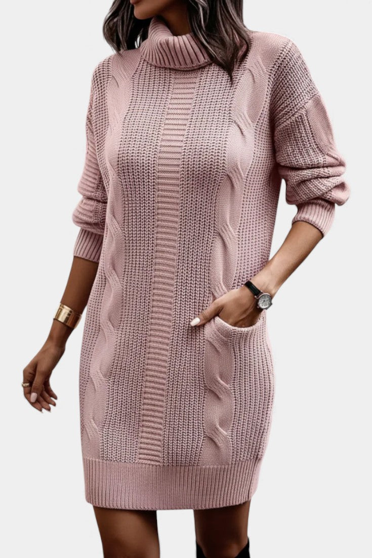 Elinora - Cozy Knit Turtleneck Sweater Dress