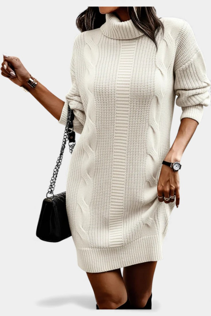 Elinora - Cozy Knit Turtleneck Sweater Dress