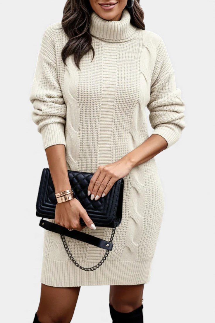 Elinora - Cozy Knit Turtleneck Sweater Dress
