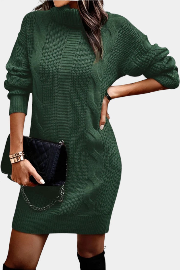 Elinora - Cozy Knit Turtleneck Sweater Dress