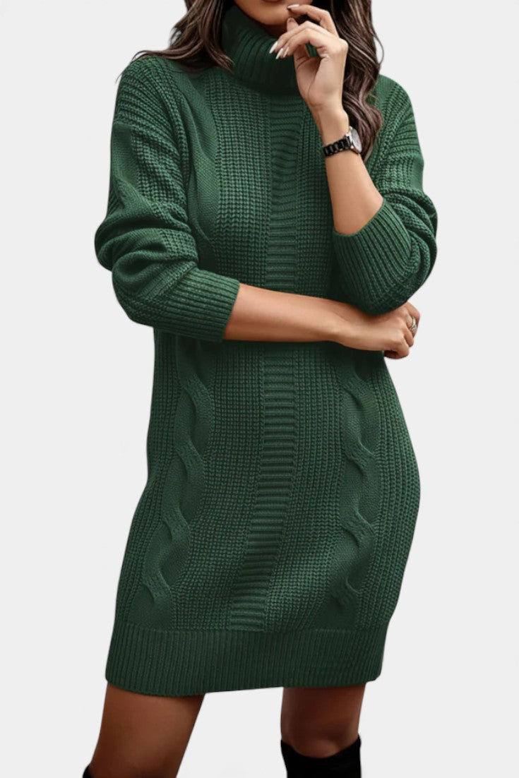 Elinora - Cozy Knit Turtleneck Sweater Dress