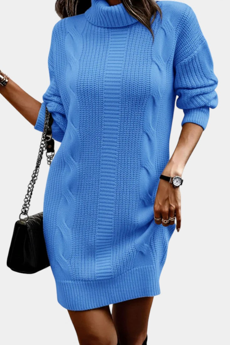 Elinora - Cozy Knit Turtleneck Sweater Dress