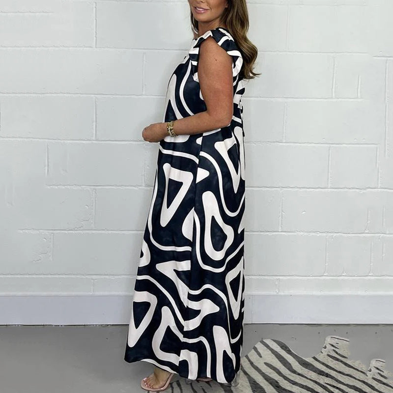 Adelinae - Elegant Geometric Print Jumpsuit