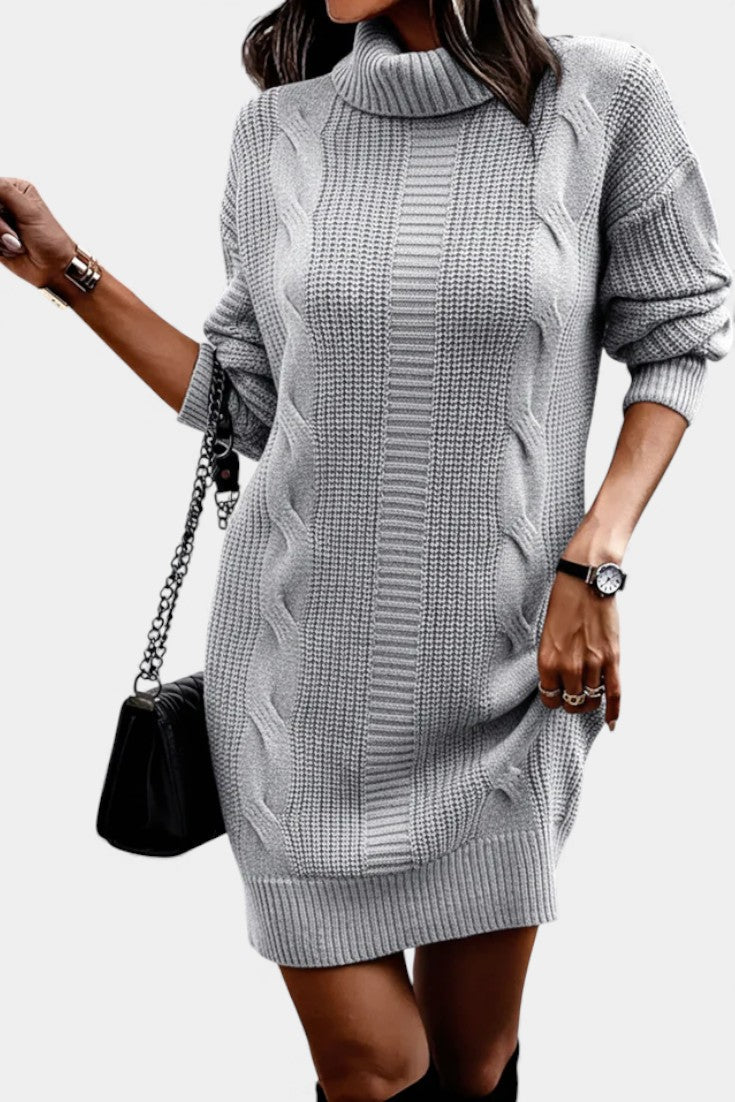 Elinora - Cozy Knit Turtleneck Sweater Dress