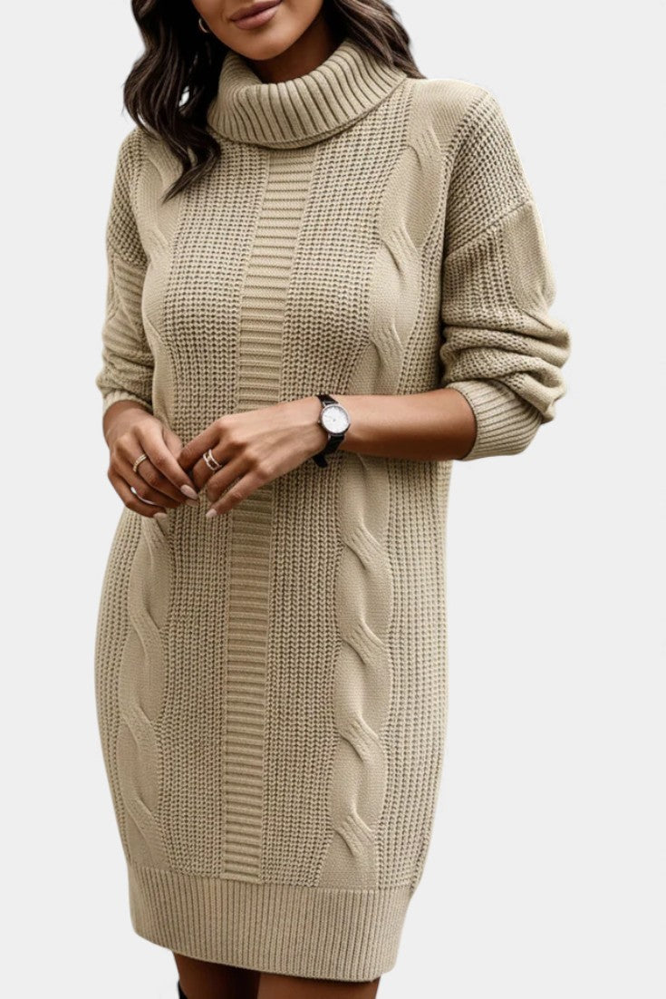 Elinora - Cozy Knit Turtleneck Sweater Dress