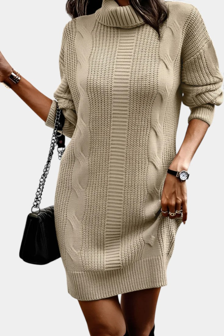 Elinora - Cozy Knit Turtleneck Sweater Dress