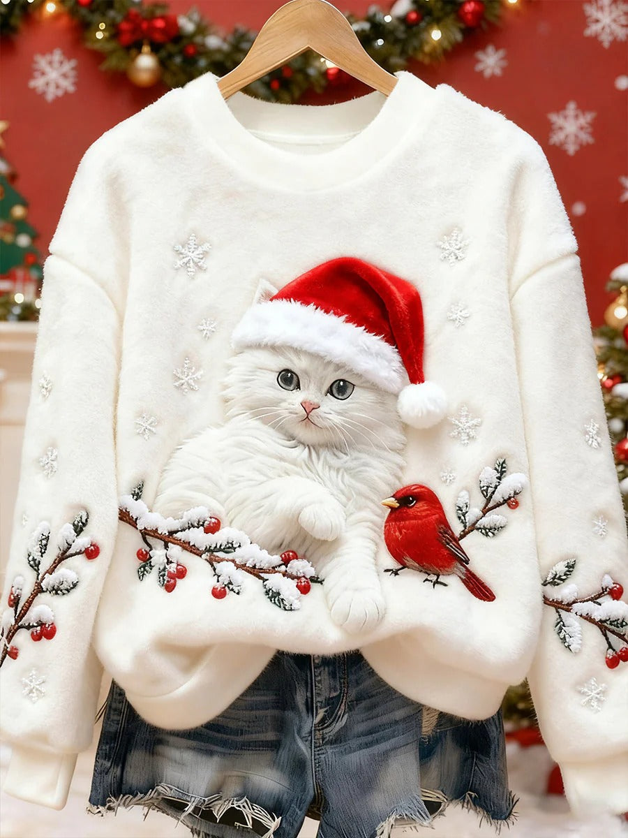 Lunaviera - Sweat à Capuche Flanelle Noël Chat