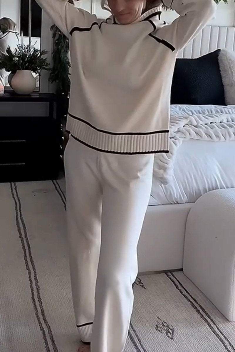 Arlette - Ensemble Deux Pièces Contrasté à Col Rond