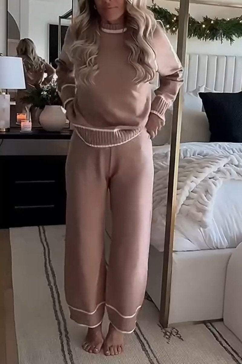 Arlette - Ensemble Deux Pièces Contrasté à Col Rond