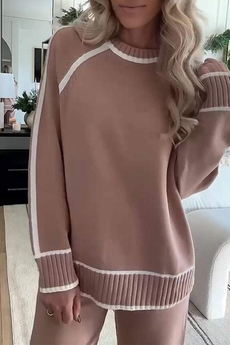 Arlette - Ensemble Deux Pièces Contrasté à Col Rond