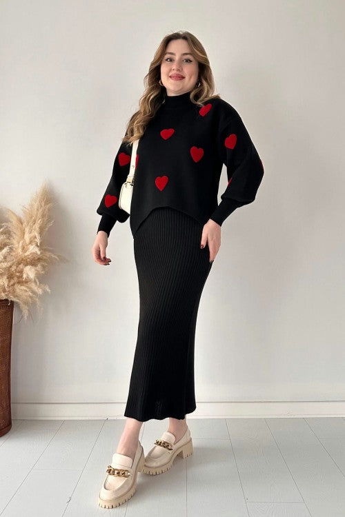 Annette - Ensemble Tendance Cœur et Jupe Taille Haute