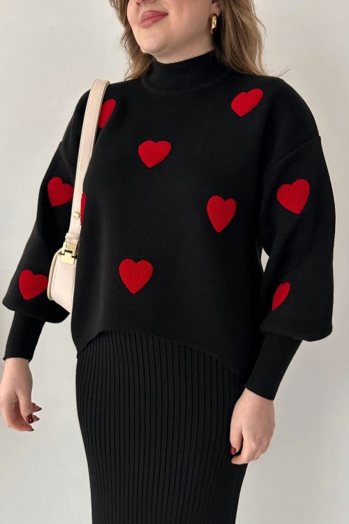 Annette - Trendy Heart and High Waisted Skirt Set