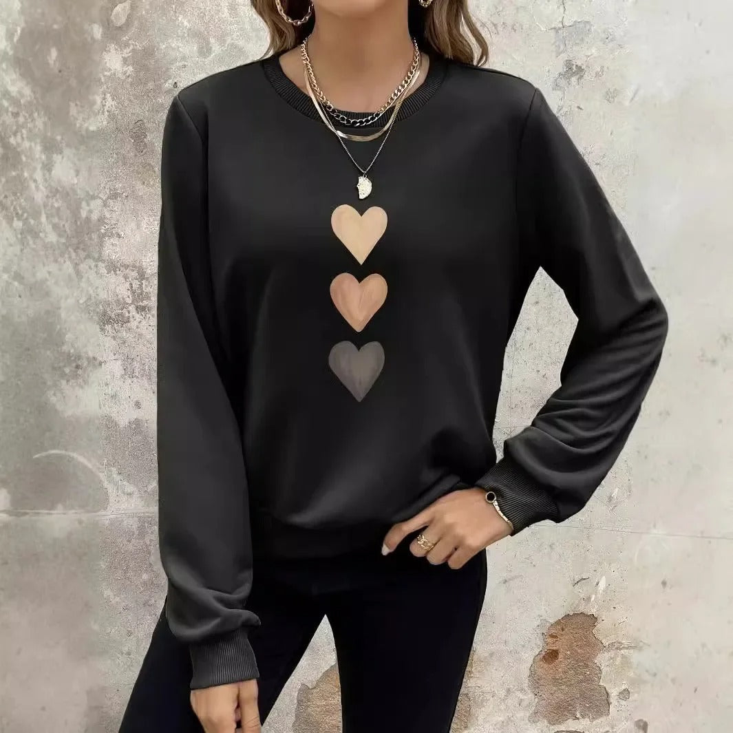 Belle - Sweatshirt Femme Imprimé Trois Cœurs