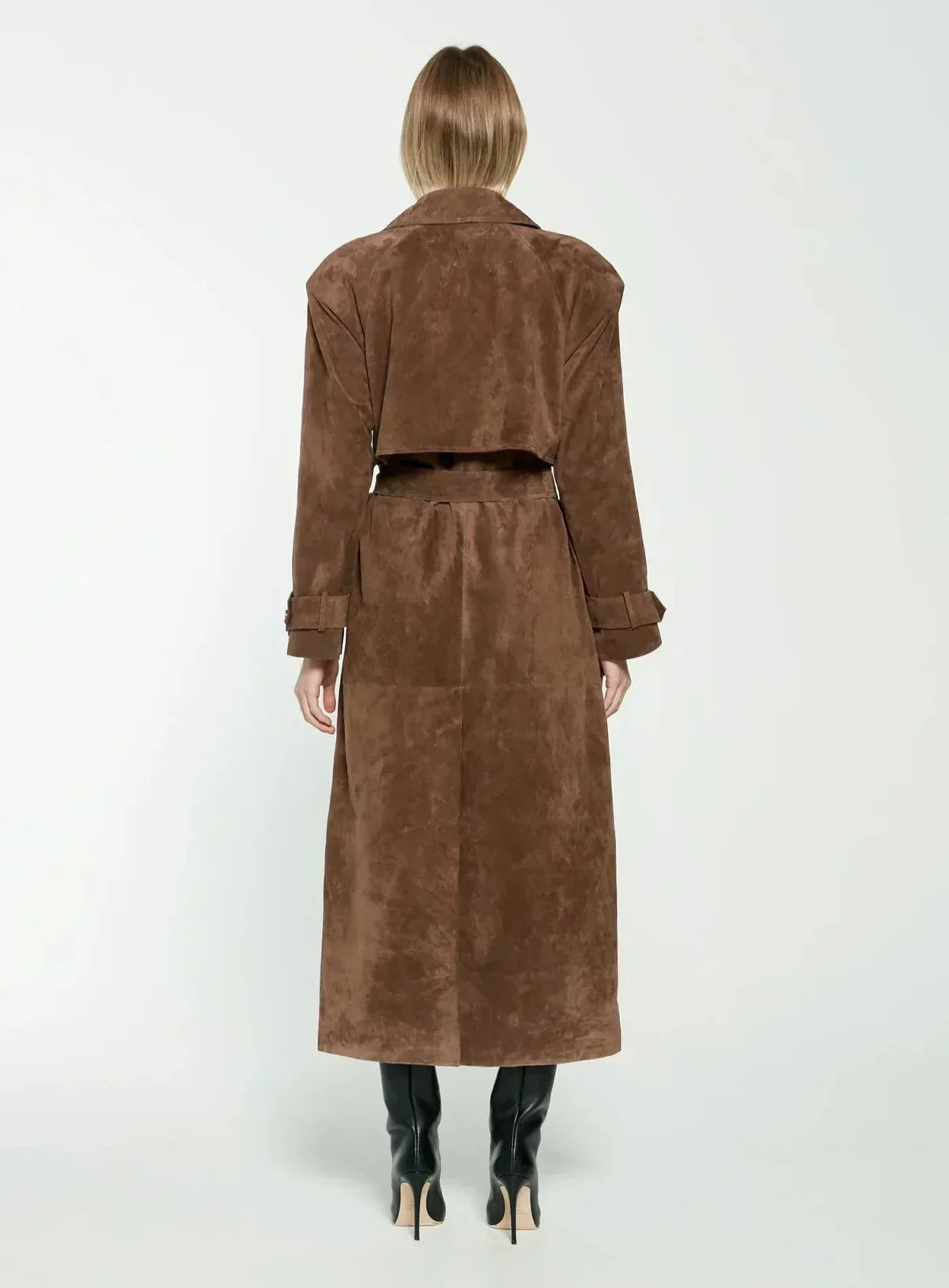 Cléore - Elegant Faux Suede Trench Coat