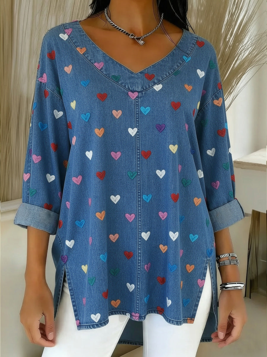 Noralissine - Women's Casual Washed Denim Cotton Top