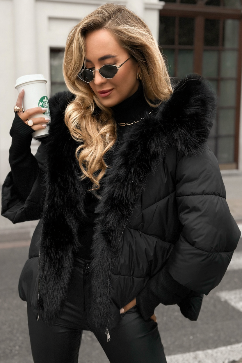 Doralivra - Manteau Puffer Avec Fausse Fourrure