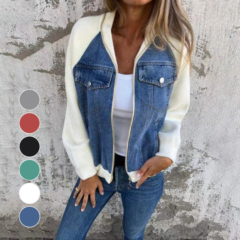 Lilia - Veste en Jean à Fermeture Éclair