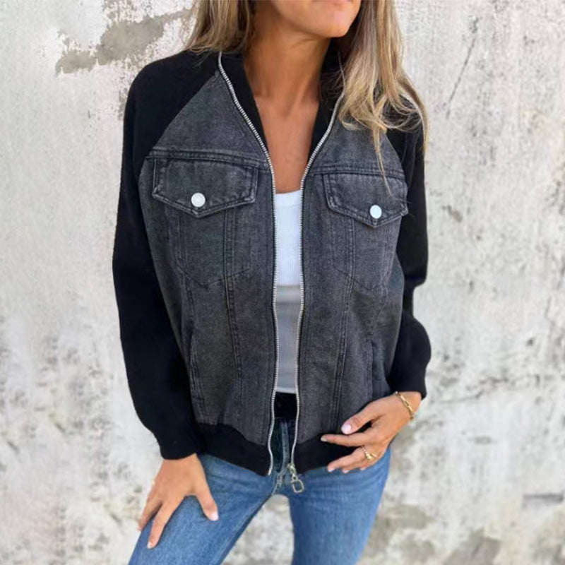Lilia - Veste en Jean à Fermeture Éclair
