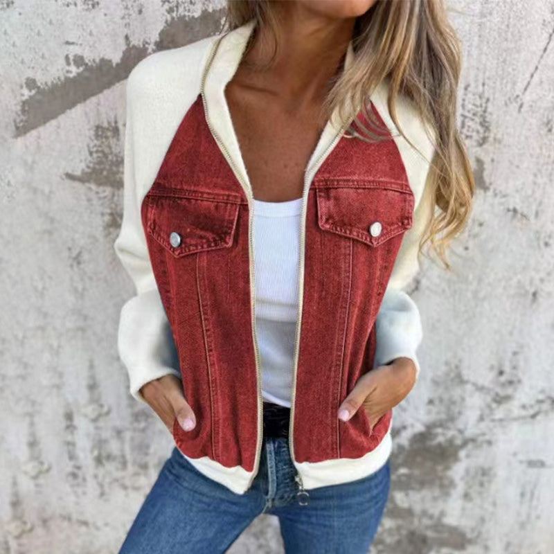 Lilia - Veste en Jean à Fermeture Éclair