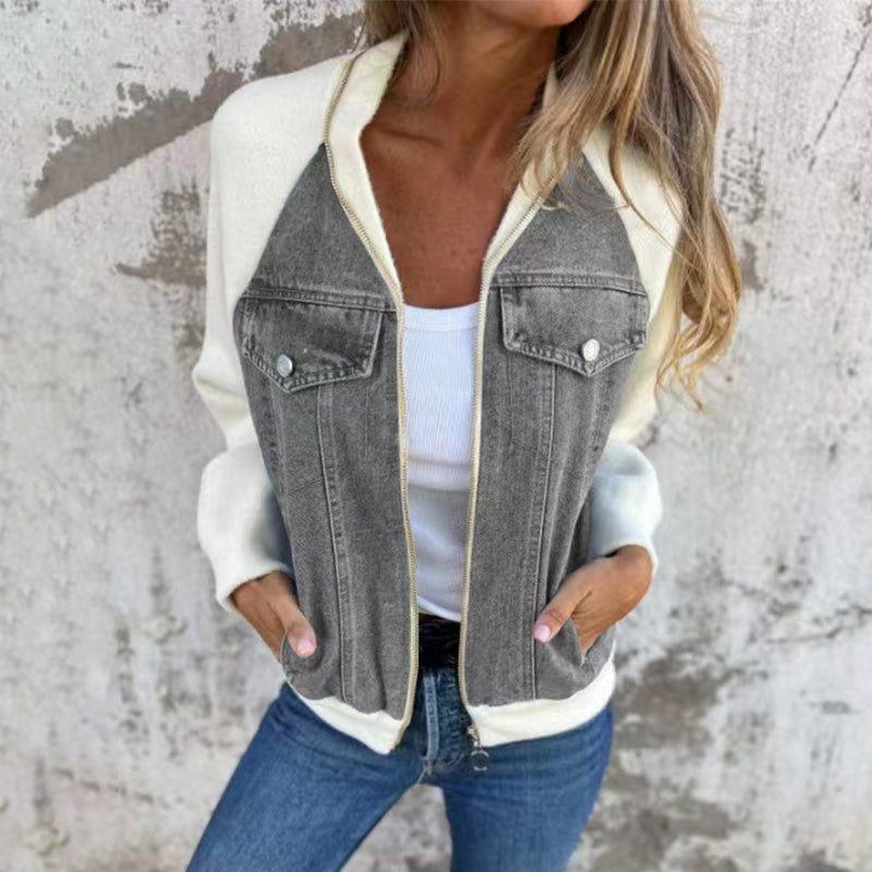 Lilia - Veste en Jean à Fermeture Éclair